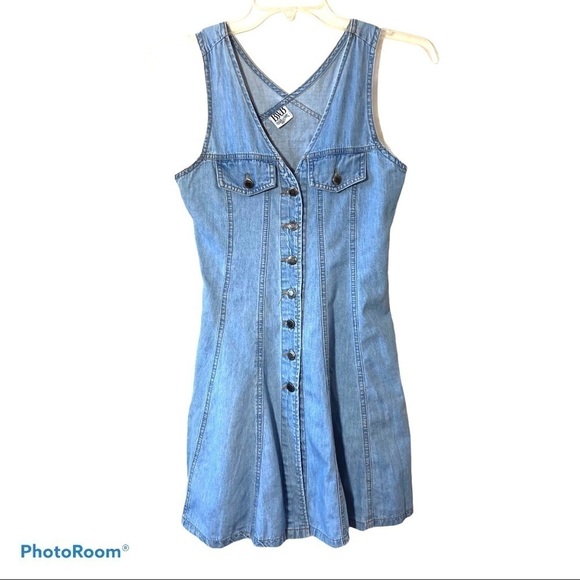 BWB Best World Brand Denim Button Front Vest Dress - Picture 4 of 10
